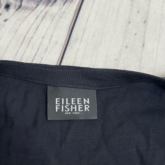 Eileen Fisher Boxy Black Ribbed Casual Cardigan Women Sz Medium Lagenlook USA - Picture 12 of 12